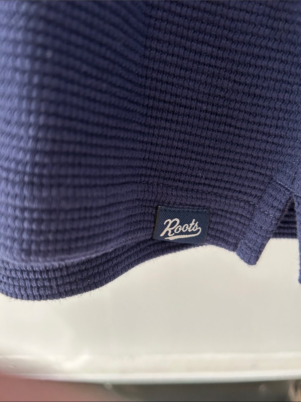 Roots Navy Waffle Henley Shirt - Picture 3 of 4